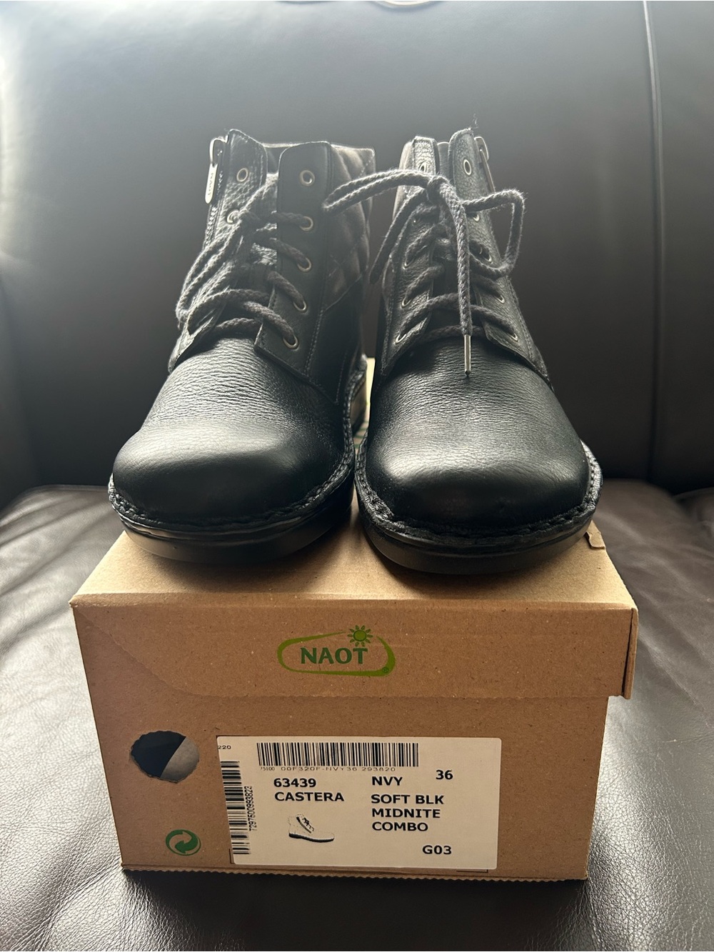 NEW Naot Soft Black Lace-Up Women's Castera Boots size 36